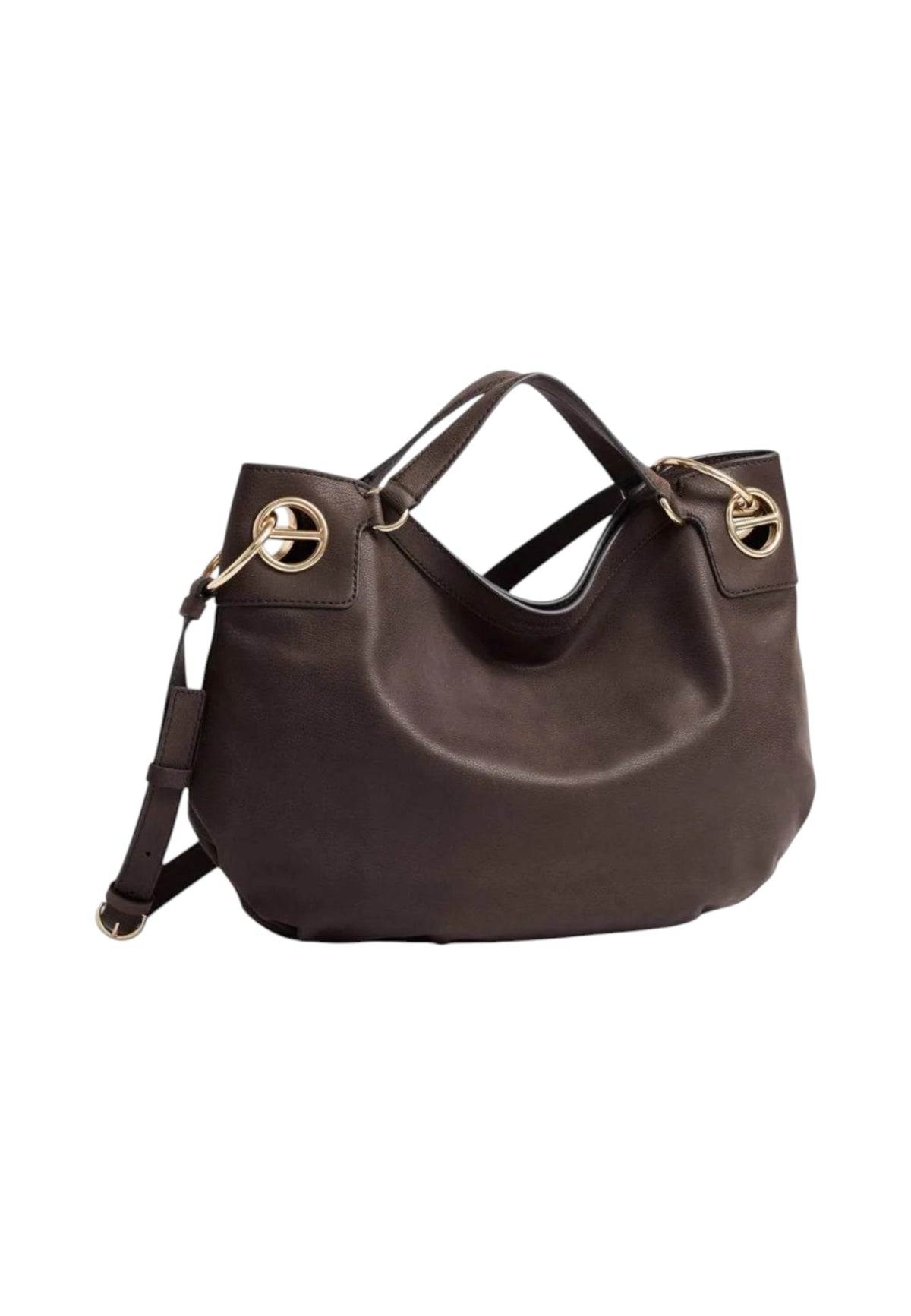 Borsa A Mano Donna Borbonese Formato medio, Tracolla, Vitello stampato, Effetto nabuk London 910102620197