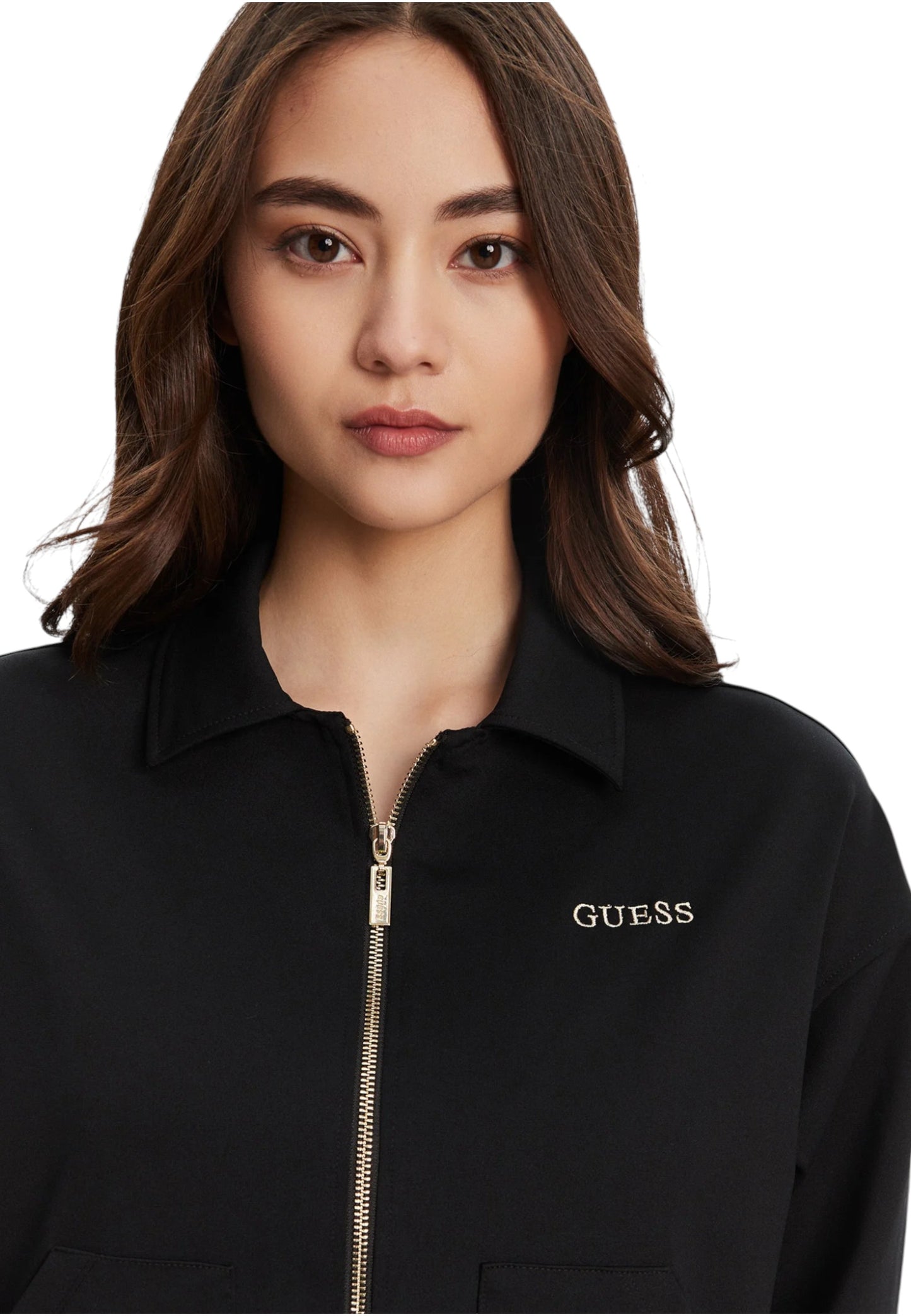 Giacca Invernale Donna Guess Crop Con Zip In Nylon Carla V5YL08KCX42
