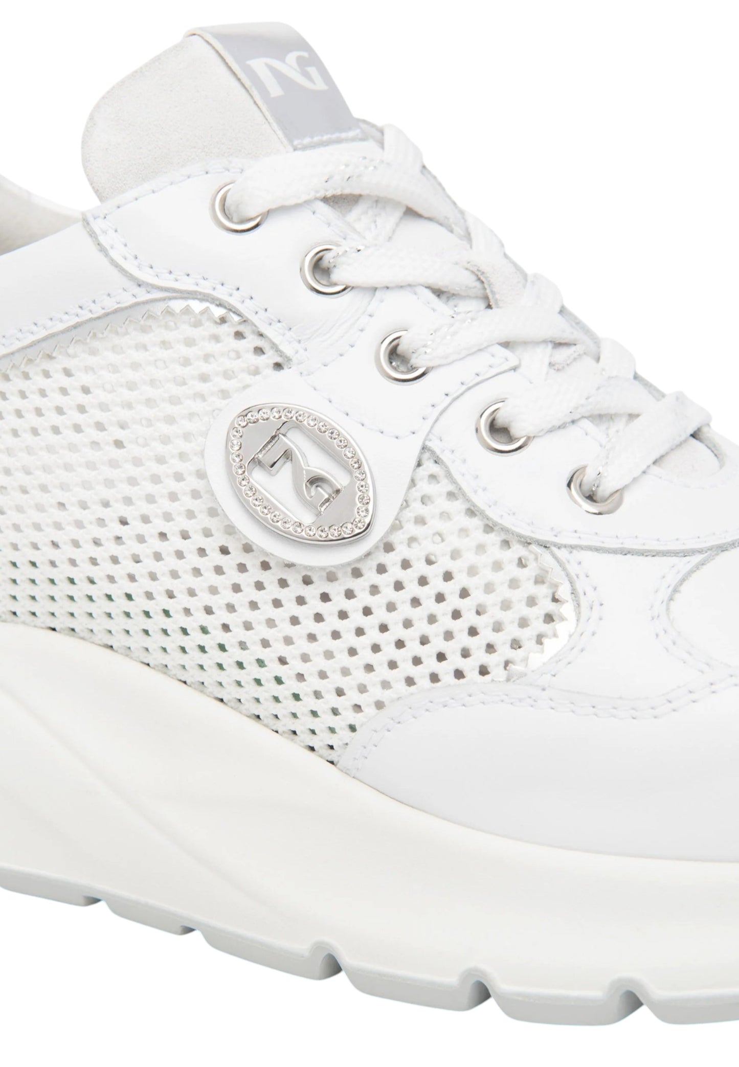 Sneakers Basse Donna Nero Giardini In Pelle Con Inserti Laterali In Tessuto Mesh E Logo Metallico  E615180D