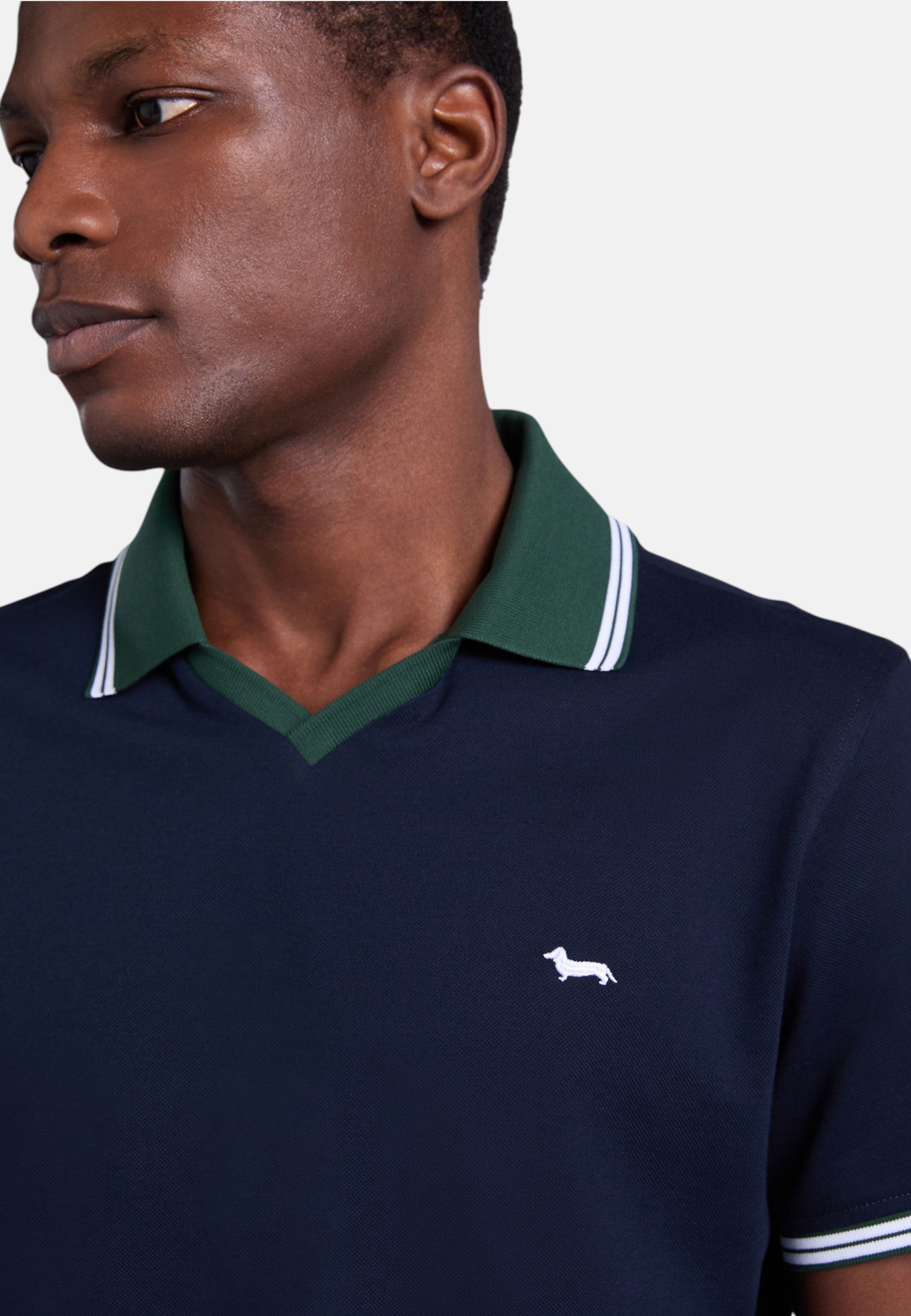 Polo Manica Corta Uomo Harmont & Blaine Collo Derby Con Fascia A Contrasto  LRQ460020004
