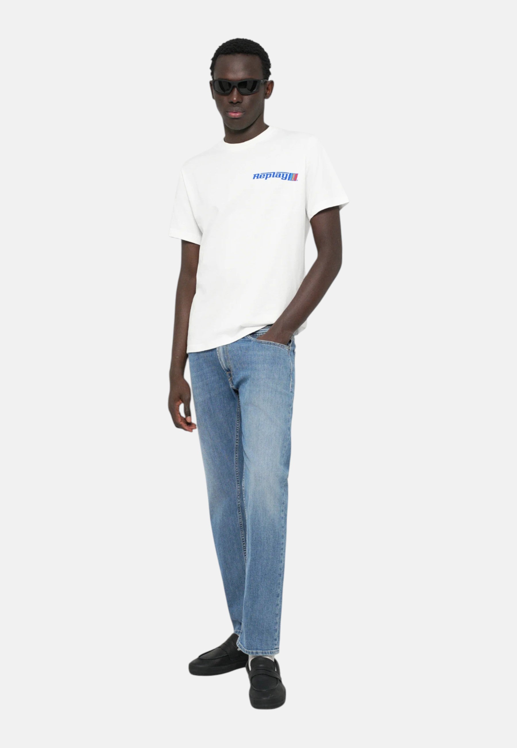 T-Shirt Manica Corta Uomo Replay In Jersey Con Grafica Logo  M3329 .000.2660