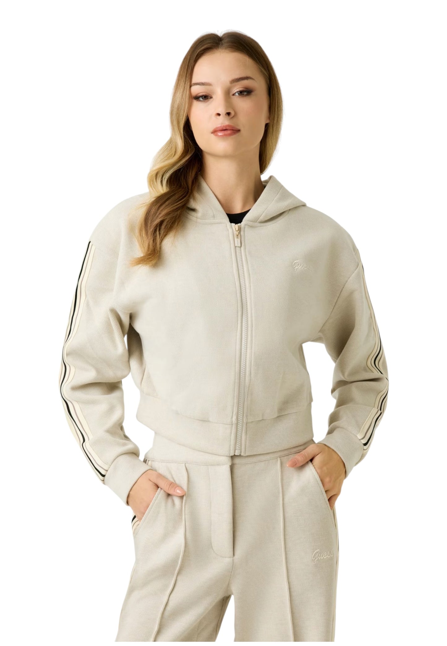 Felpa Con Zip Donna Guess Con Cappuccio Muriel V5BQ17KCX52