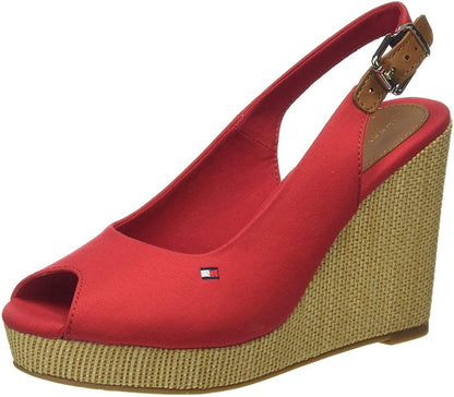 Sandali Con Zeppa Donna Tommy Hilfiger Alta Iconic Elena Sling Back Wedge FW0FW04789
