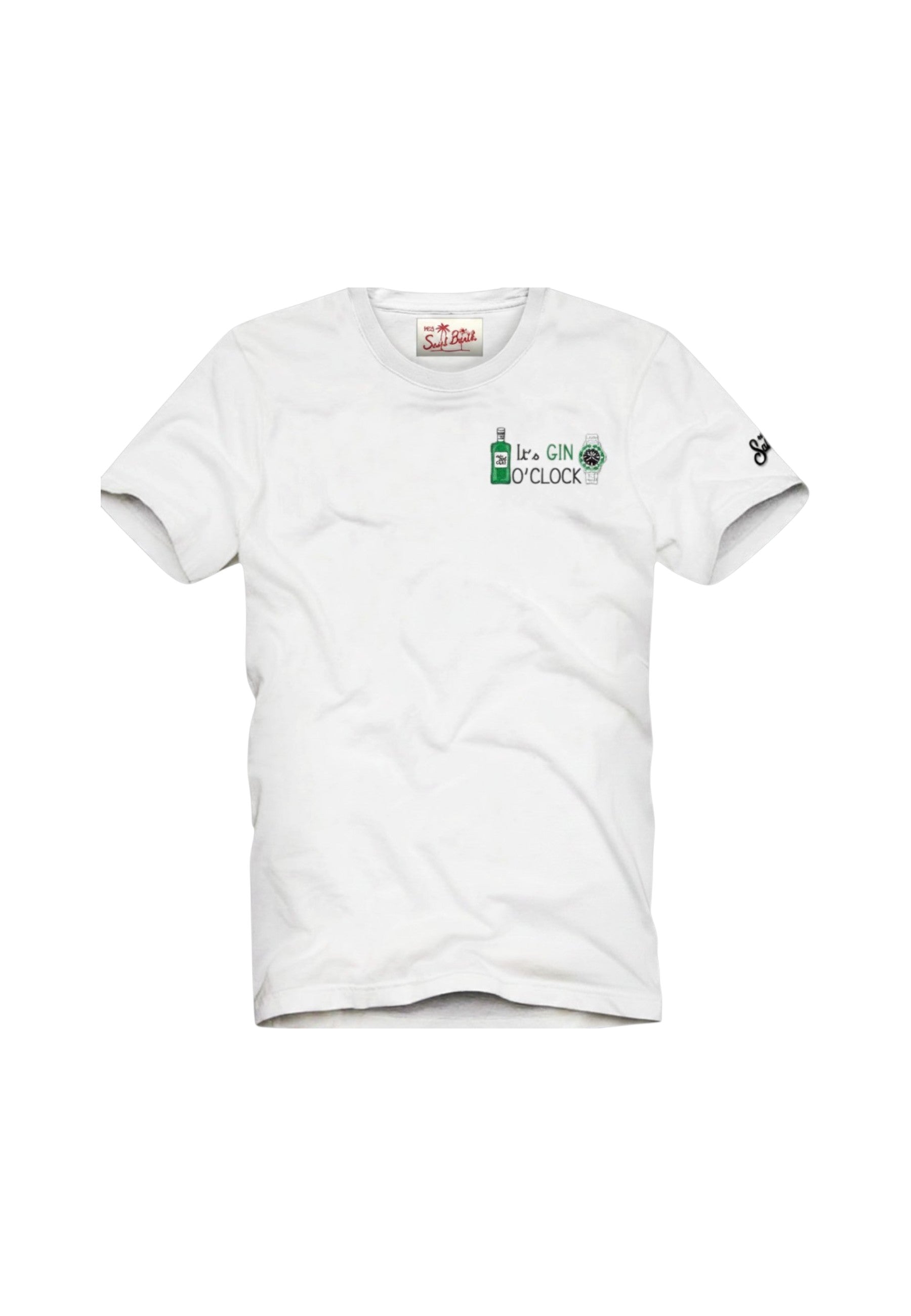 T-Shirt Manica Corta Uomo Mc2 Saint Barth Stampa E/O Ricamo Frontale Gin Clock Portofino POT0001