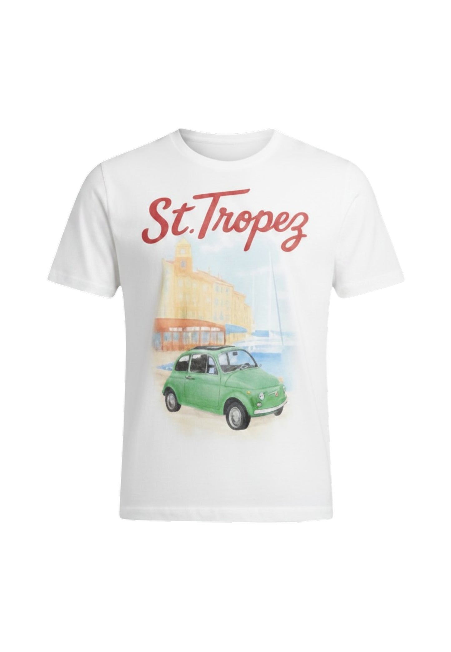 T-Shirt Manica Corta Uomo Mc2 Saint Barth Stampa E/O Ricamo Frontale St Tropez Port Car Denver DNV0002