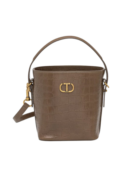 Borsa A Tracolla Donna Twinset Piccola In Pelle Con Catena Stampa Cocco  252TD8257