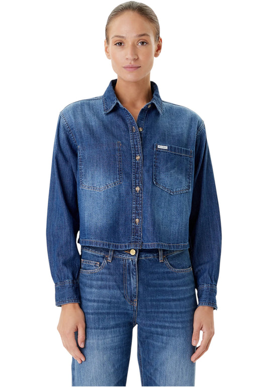 Giacca Jeans Donna Guess  Gj Cropped Denim Shirt W5YH0DD5M8A