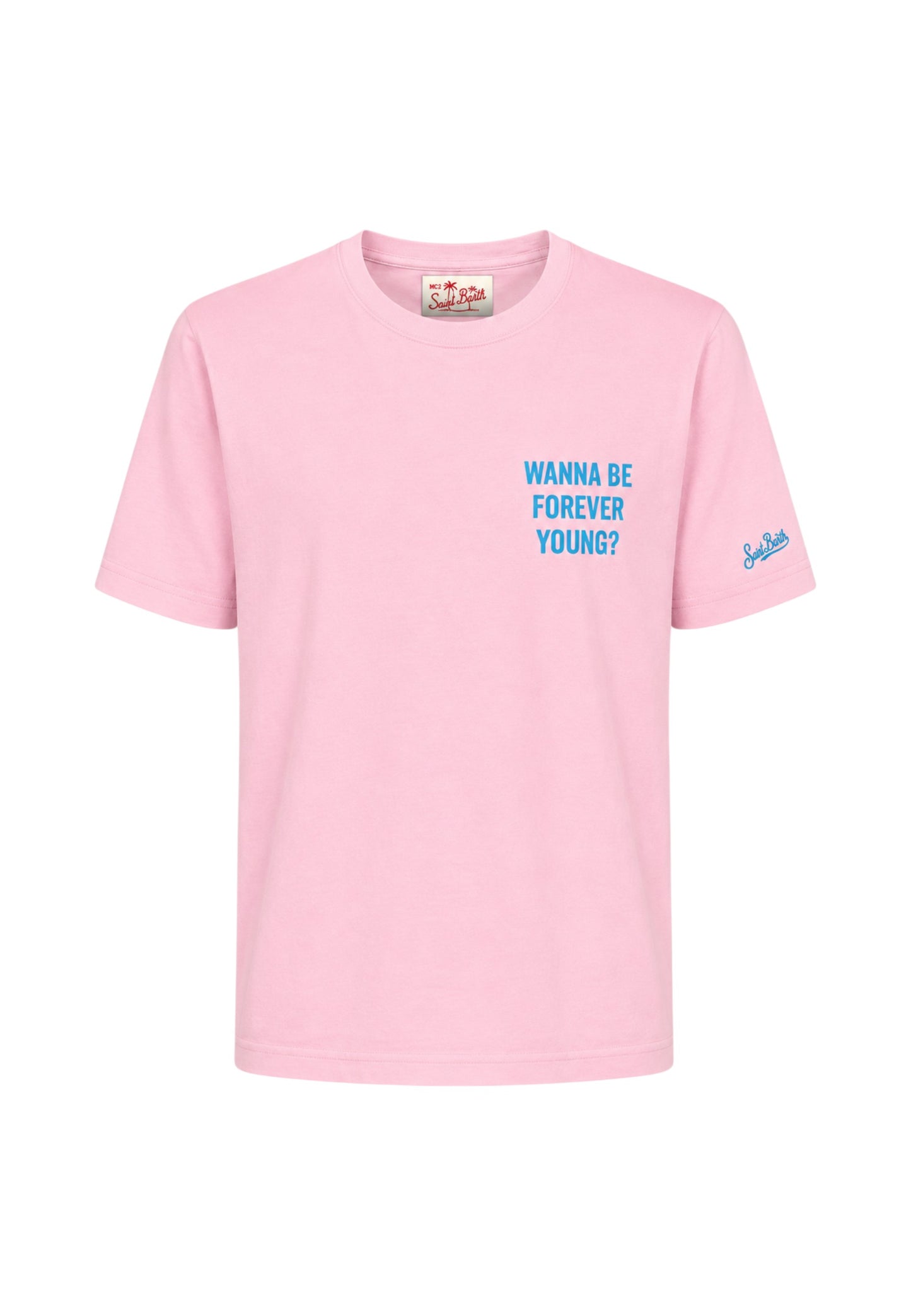 T-Shirt Manica Corta Uomo Mc2 Saint Barth Stampa/Ricamo Fronte E Retro Forever Young Portland PRL0002