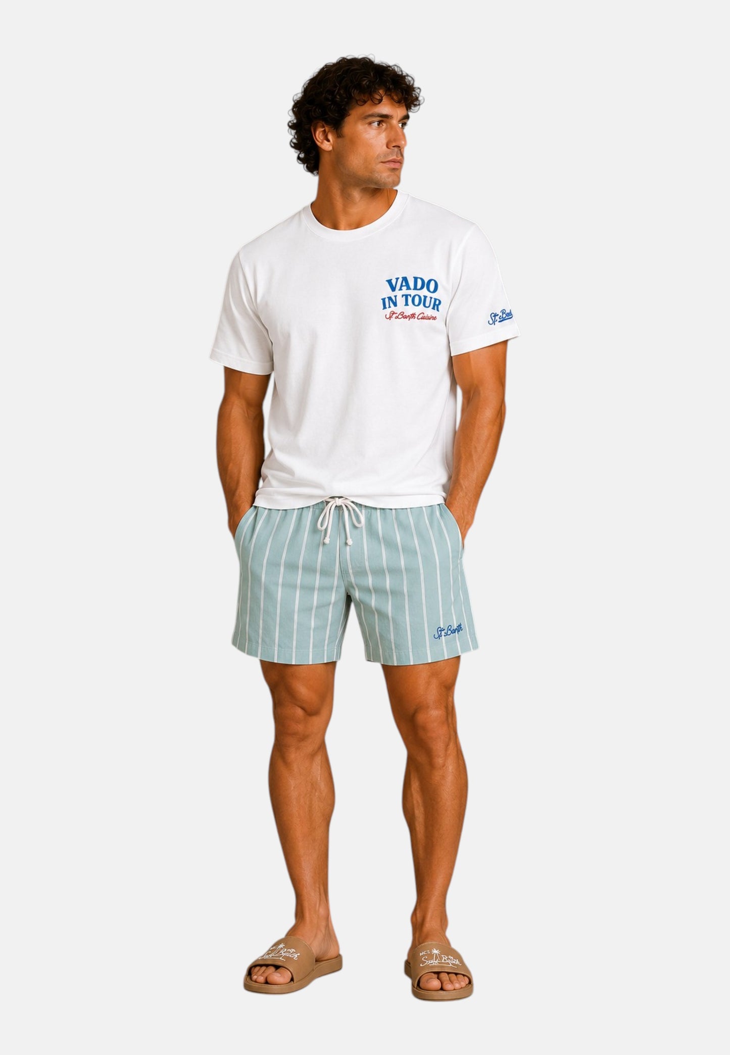 T-Shirt Manica Corta Uomo Mc2 Saint Barth Stampa/Ricamo Fronte E Retro Vado In Tour Portland PRL0002