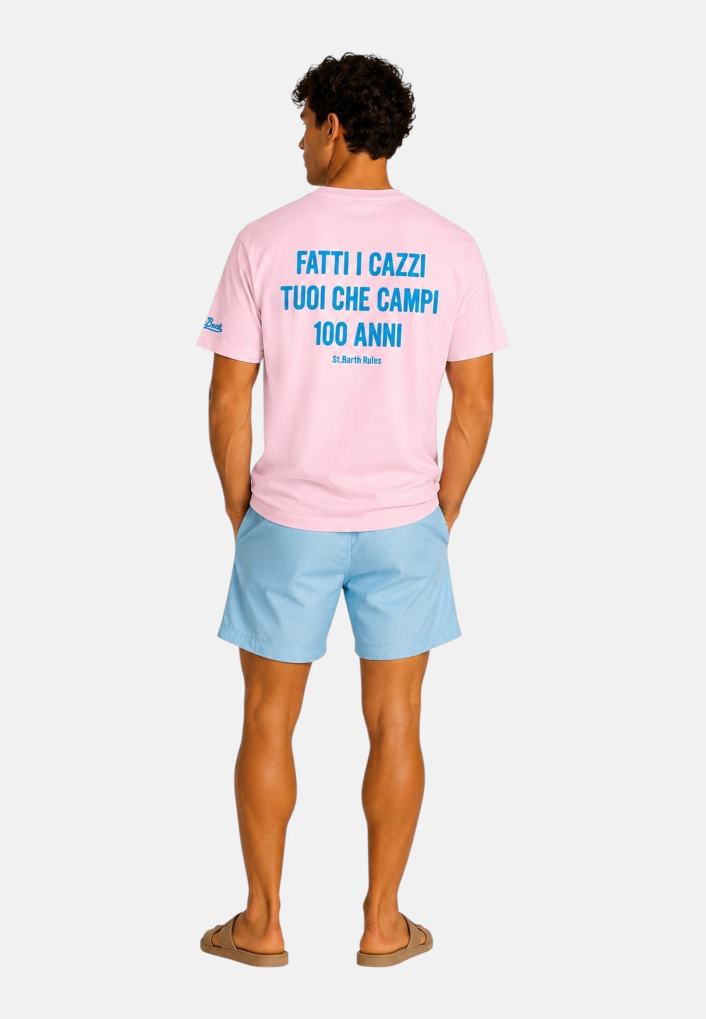 T-Shirt Manica Corta Uomo Mc2 Saint Barth Stampa/Ricamo Fronte E Retro Forever Young Portland PRL0002