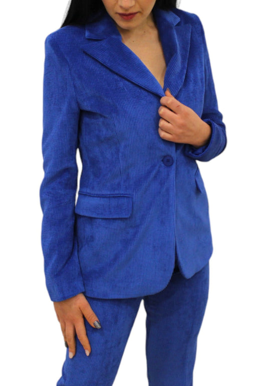 Abito Completo Donna White Wise Tailleur Monopetto In Velluto A Coste  WW18417