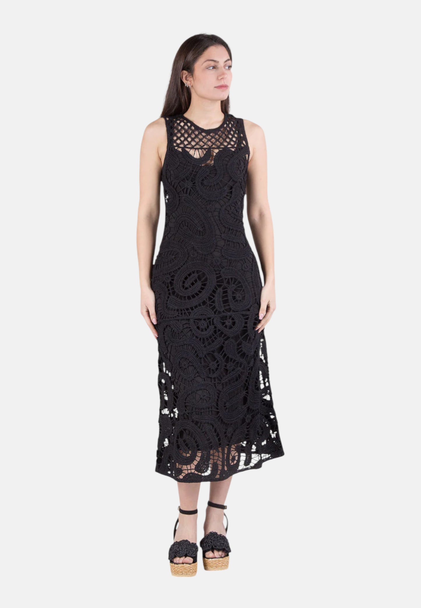 Vestito Lungo Donna Pinko Crochet Geometric Bufera 106361A354