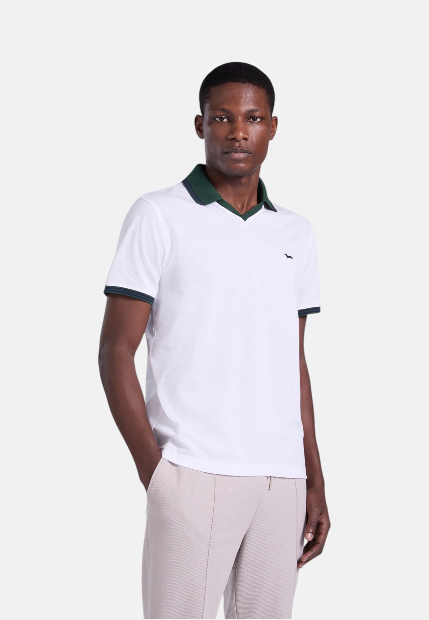 Polo Manica Corta Uomo Harmont & Blaine Collo Derby Con Fascia A Contrasto  LRQ460020004