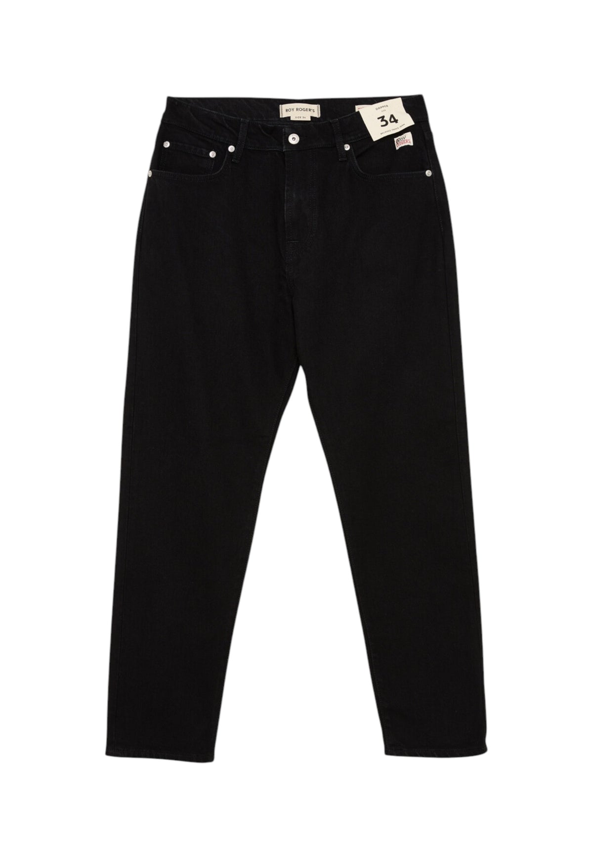 Jeans Carrot Fit Uomo Roy Roger's Denim nero in cotone e lyocell, tessuto leggermente elasticizzato, lavaggio Rinse Dapper RRU108N0780021