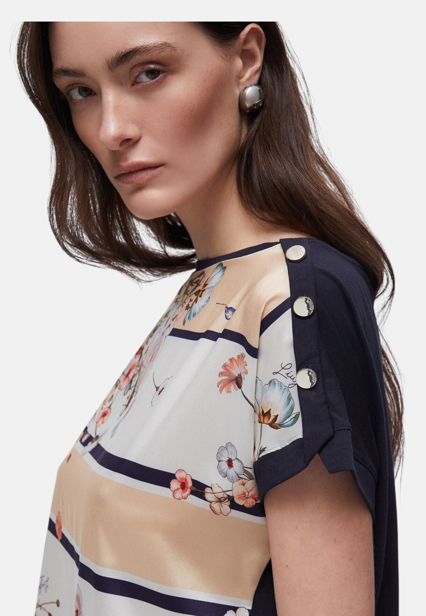 T-Shirt Manica Corta Donna Liu Jo Blooming Foulard  WA6437J6308