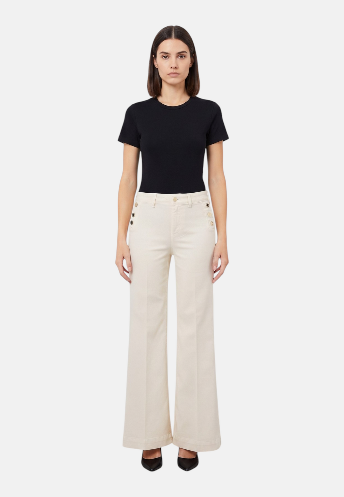 Pantaloni Flare Fit Donna Liu Jo Bottom Up A Vita Alta Flare Button UF6093T690A