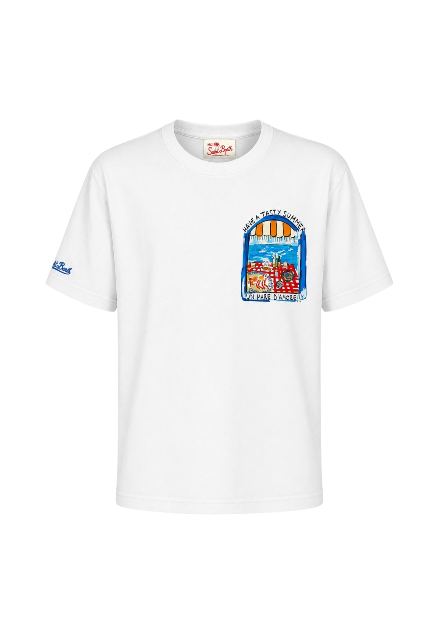T-Shirt Manica Corta Uomo Mc2 Saint Barth Stampa/Ricamo Fronte E Retro Tasty Summer Portland PRL0002