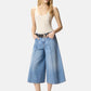 Jeans Wide Leg Donna Pinko Bermuda Cloudy Blue Denim Burkina 104646A32Q