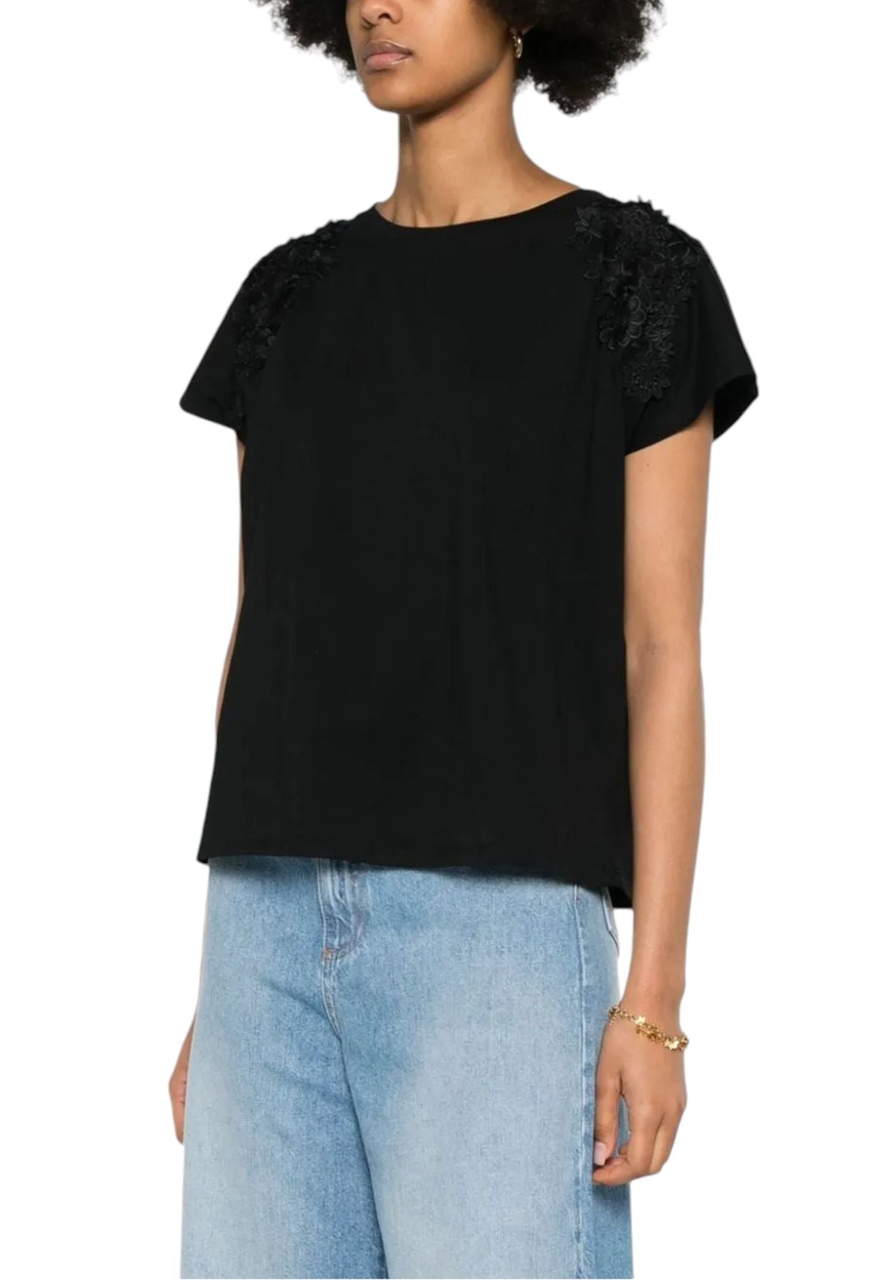 T-Shirt Manica Corta Donna Twinset Con Patch Fiori  241TT2270