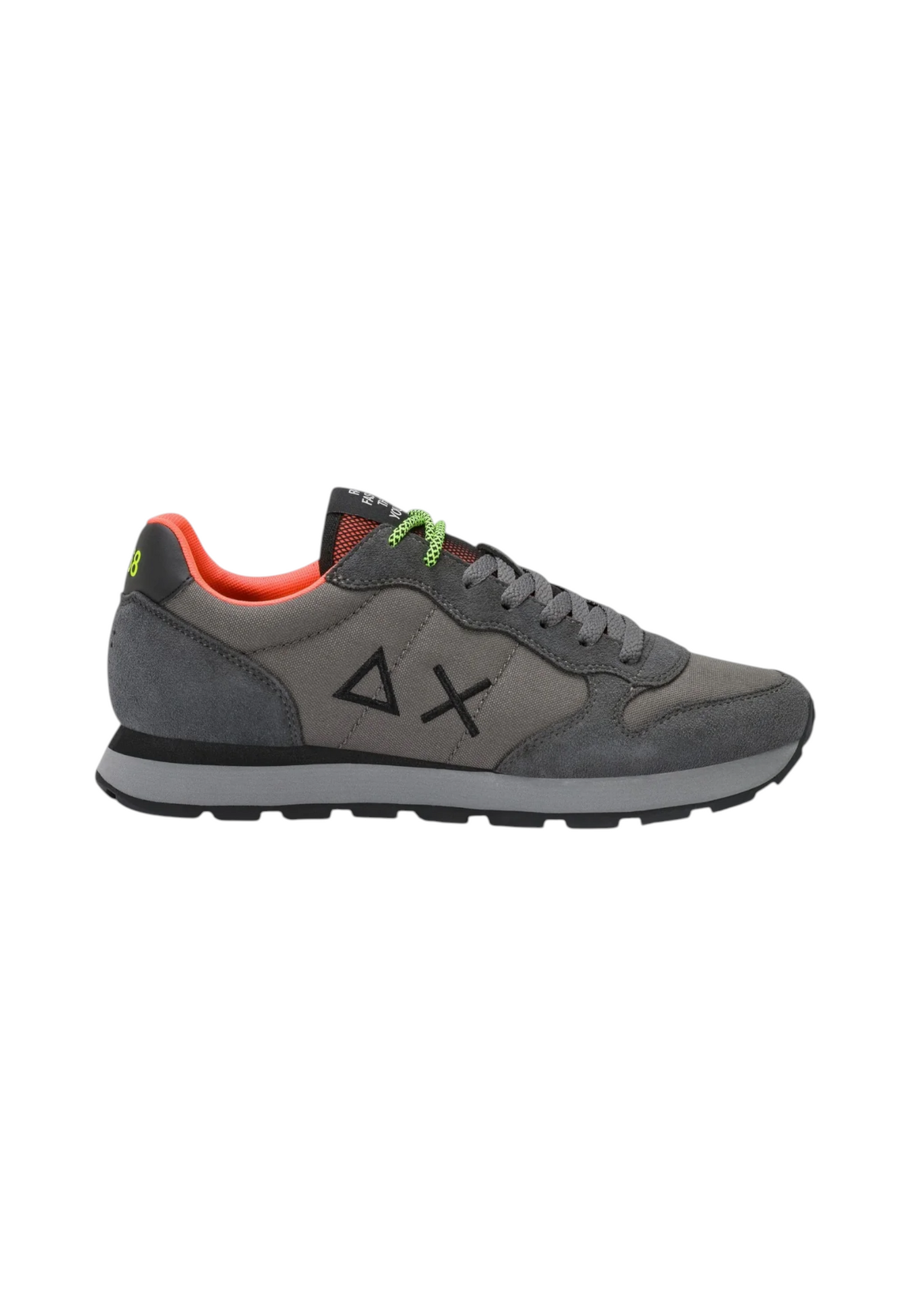 Sneakers Basse Uomo Sun68 Stile Running, Nylon E Suede, Dettagli Fluo, Logo Ricamato Tom Fluo Z46102