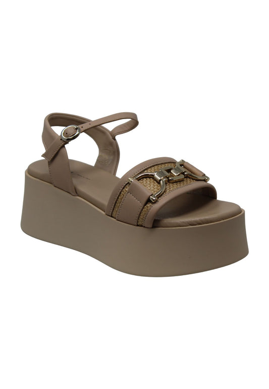 Sandali Con Zeppa Donna Frau  Rafia 88I5