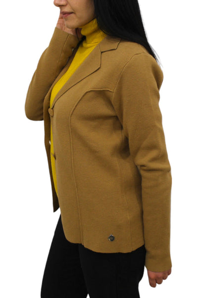 Giacca Blazer Donna White Wise In Maglia Con Collo A Revers  WW18057