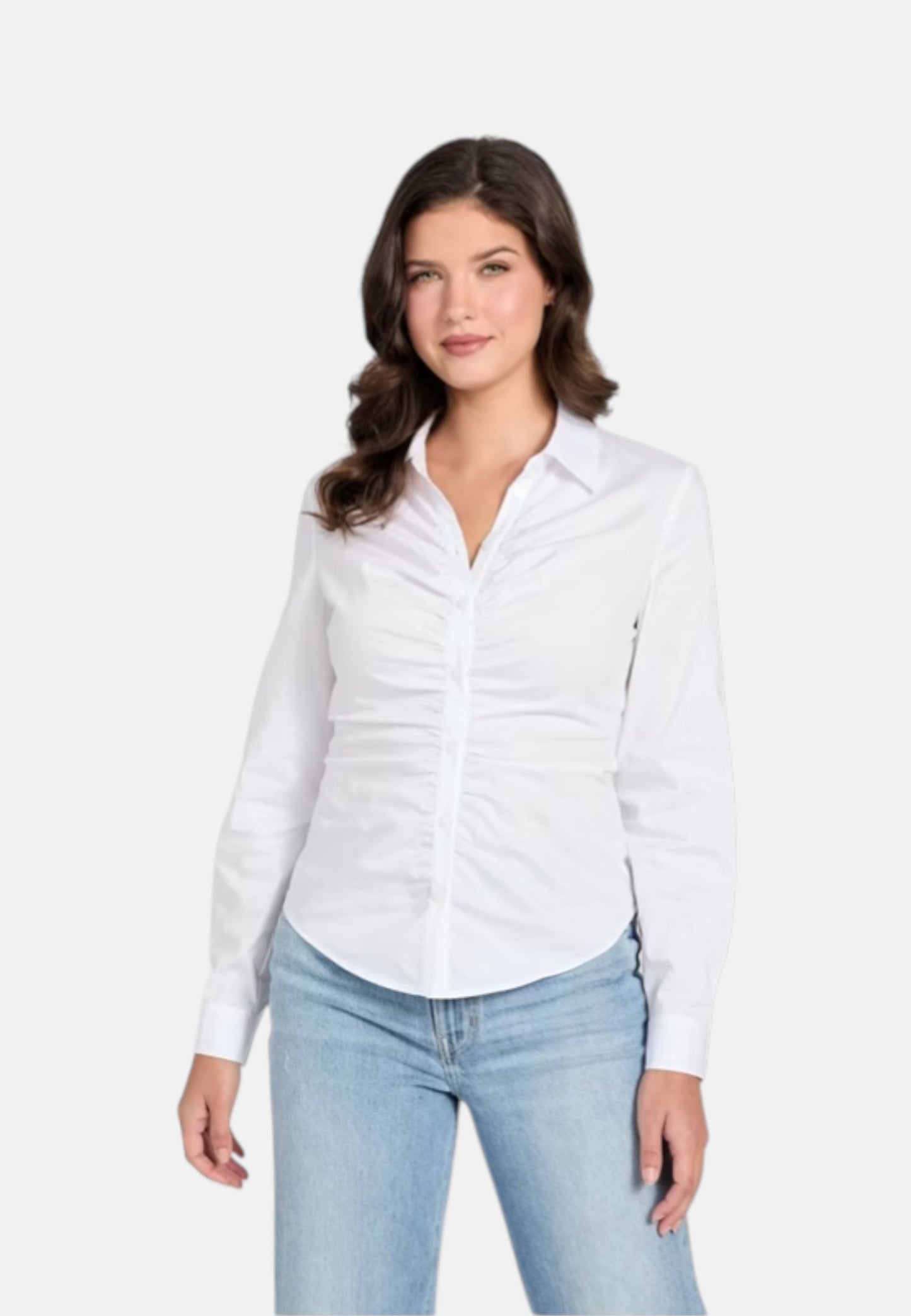Camicia Manica lunga Donna Guess Poplin Emily Shirred W6RH85W1LU1