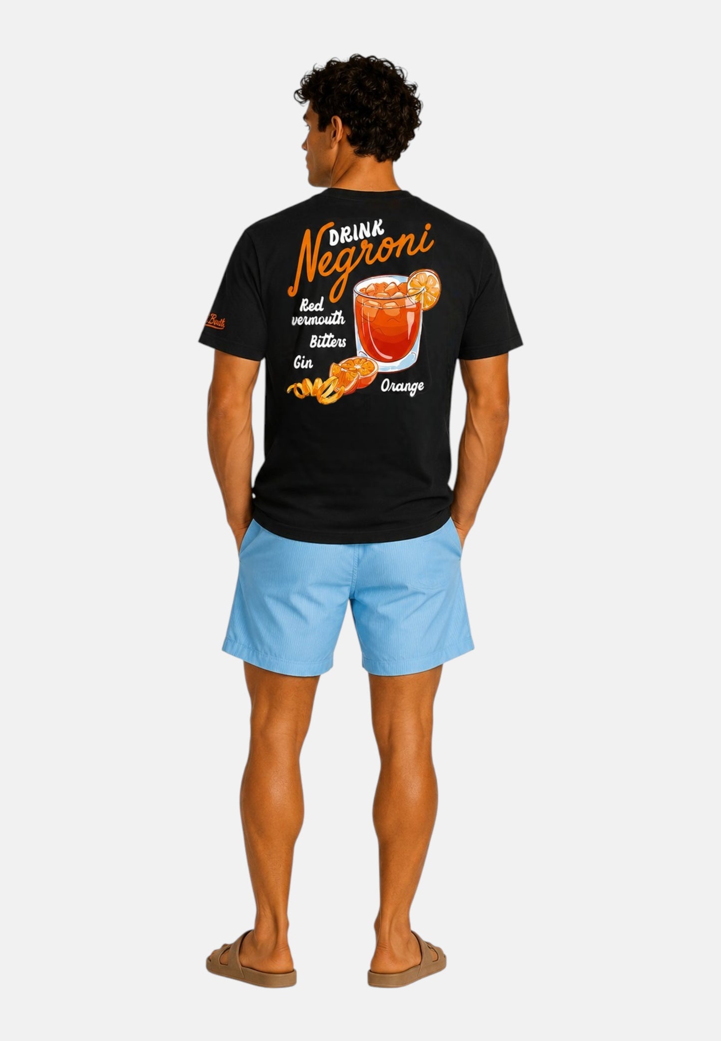 T-Shirt Manica Corta Uomo Mc2 Saint Barth Stampa/Ricamo Fronte E Retro Drink Negroni Portland PRL0002