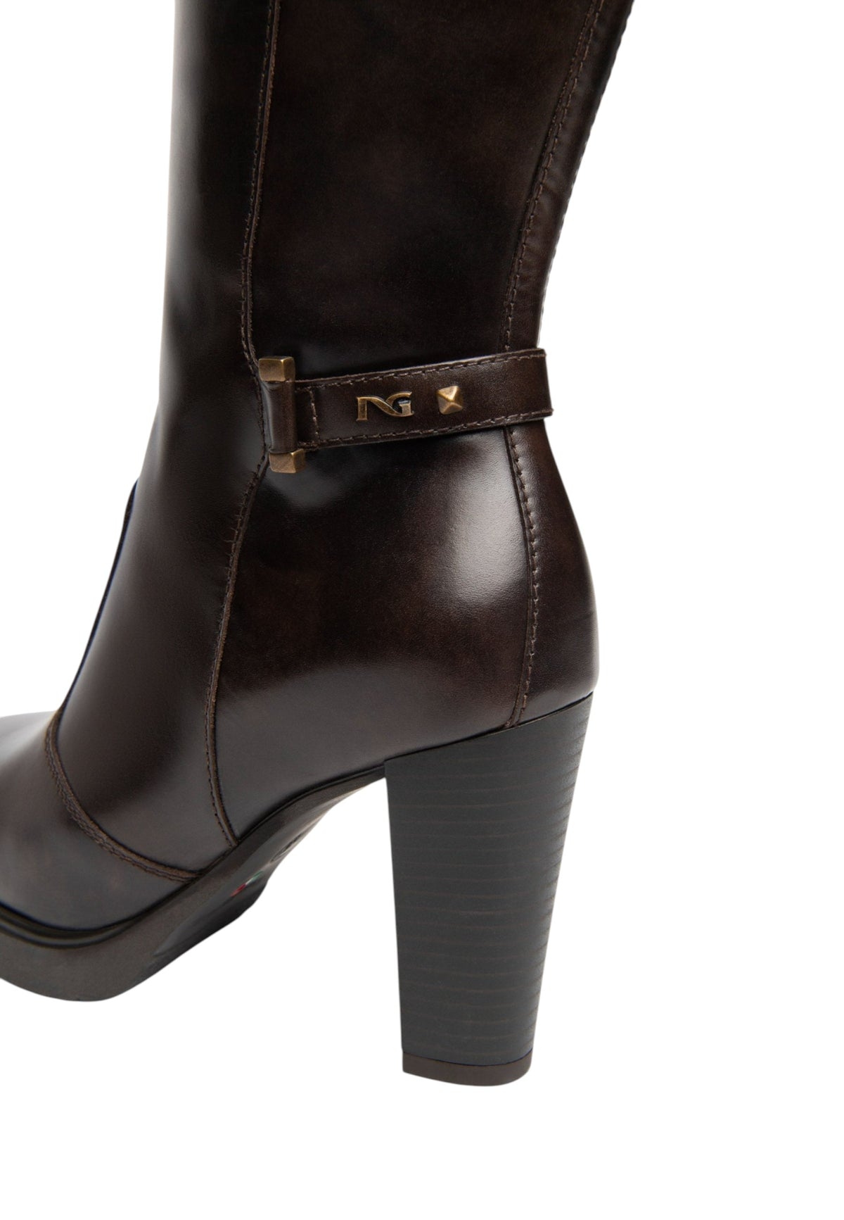 Stivali Con Tacco Donna Nero Giardini Tomaia in pelle, gambale alto, morsetto decorativo, chiusura laterale con zip, tacco largo, Made in Italy  I617951D
