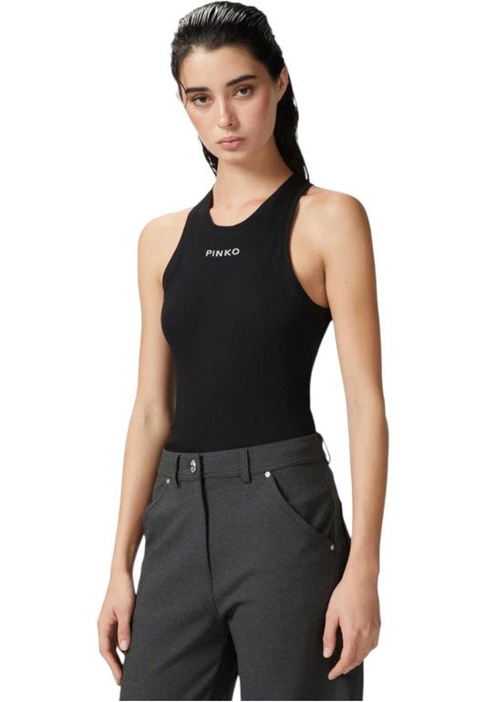 Canotta  Donna Pinko A Costine Con Logo Distinto