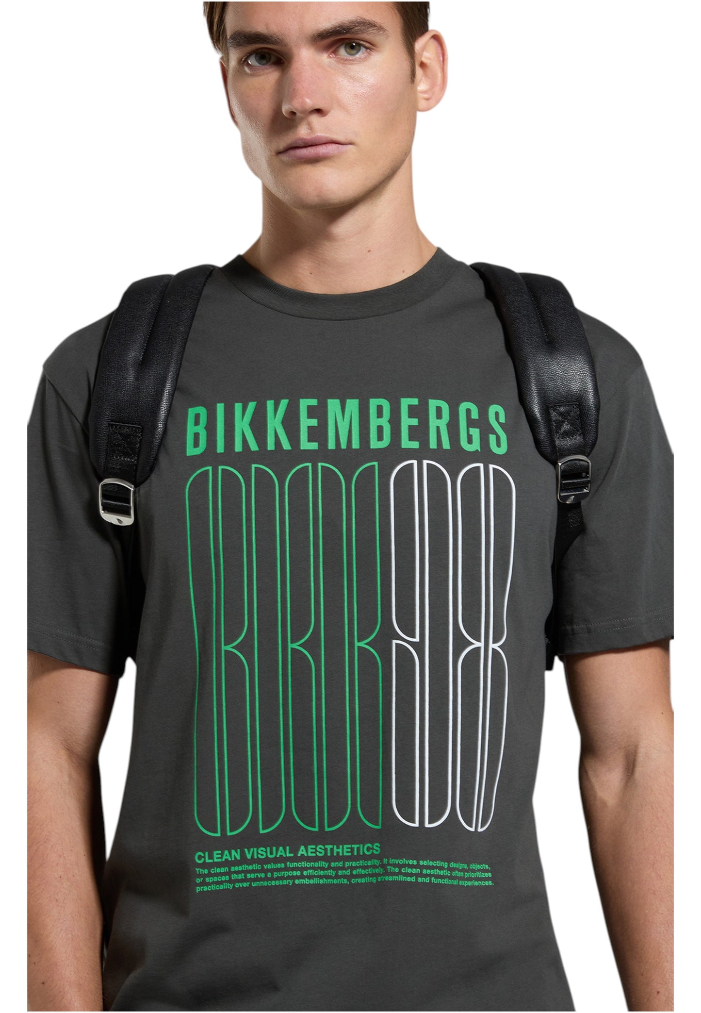 T-Shirt Manica Corta Uomo Bikkembergs Maxi Stampa A Contrasto Sul Petto