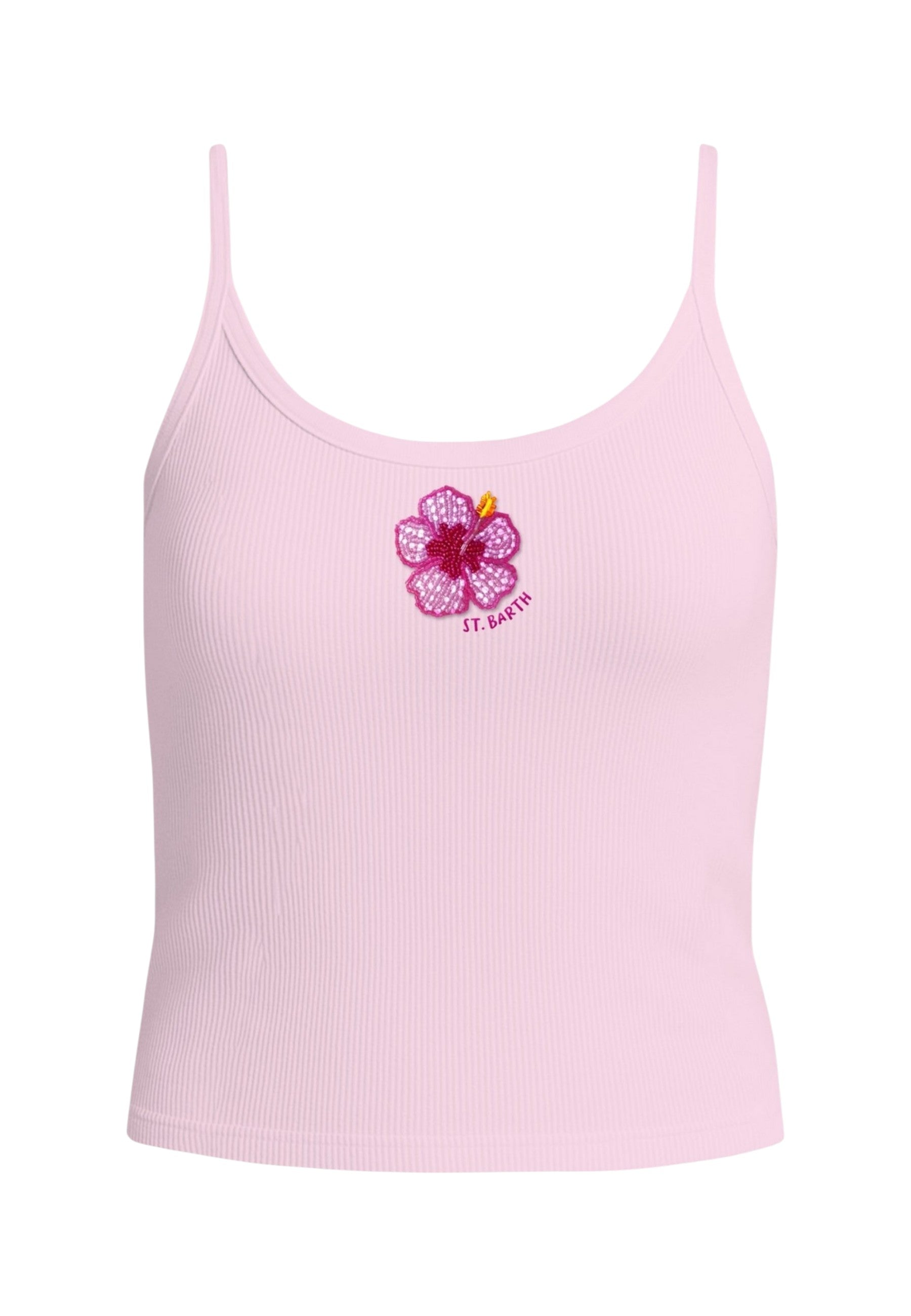 Top  Donna Mc2 Saint Barth Rib Sb Hibiscus Beads Emb Zaira ZAI0001