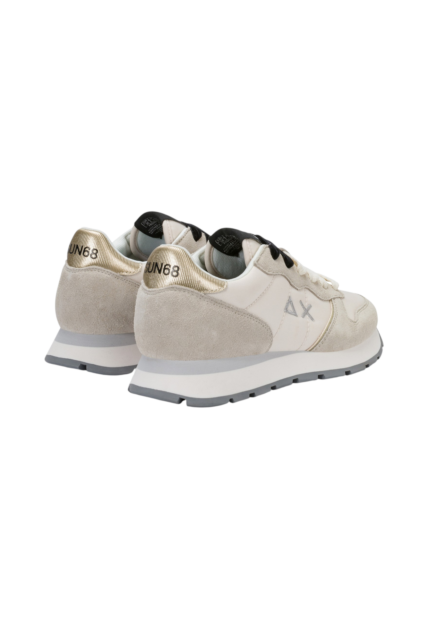 Sneakers Basse Donna Sun68 Stile Running, Nylon E Suede, Dettagli Laminati Ally Silver Gold Z46202