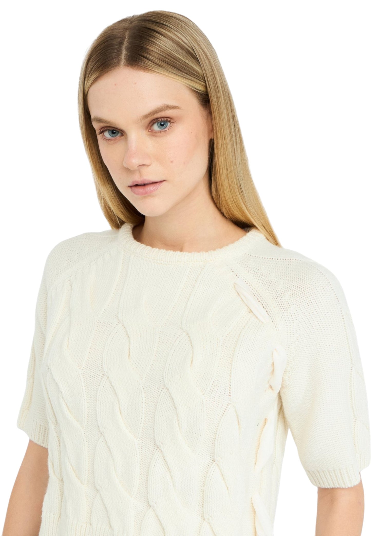 Maglia A Girocollo Donna Liu Jo A Trecce Manica 3/4  CF5214MA75Q