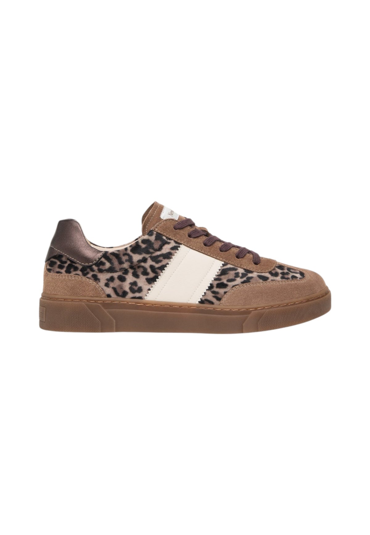 Sneakers Basse Donna Nero Giardini Tomaia in pelle, pelle scamosciata e tessuto, inserti animalier, chiusura con lacci, suola color gomma, Made in Italy  I617426D