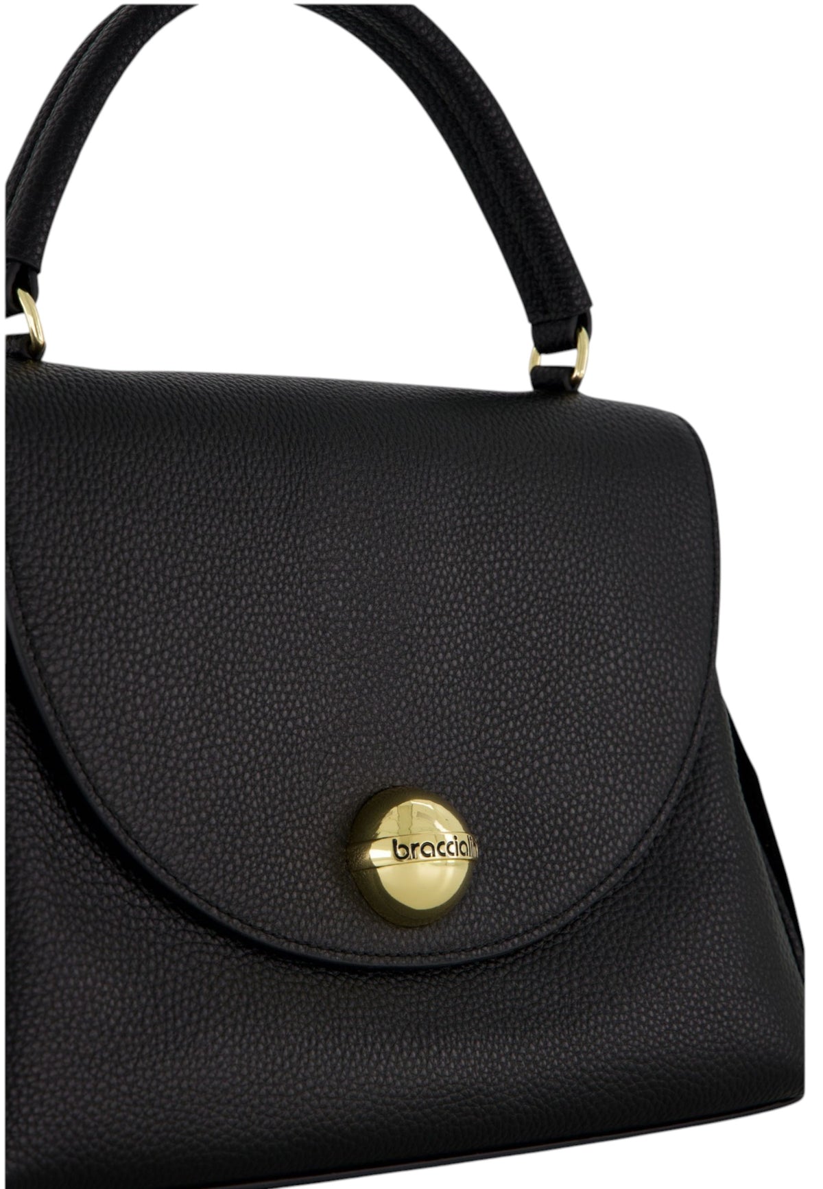 Borsa A Mano Donna Braccialini A Bauletto, Singolo con tracolla removibile e regolabile, Chiusura con zip, Due tasche interne, una con zip e una aperta, Dettaglio boule in metallo dorato, Dimensioni: 26 x 13 x 20 Cm Ariel B19433PP