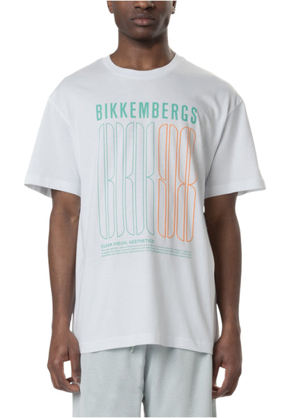 T-Shirt Manica Corta Uomo Bikkembergs Maxi Stampa A Contrasto Sul Petto