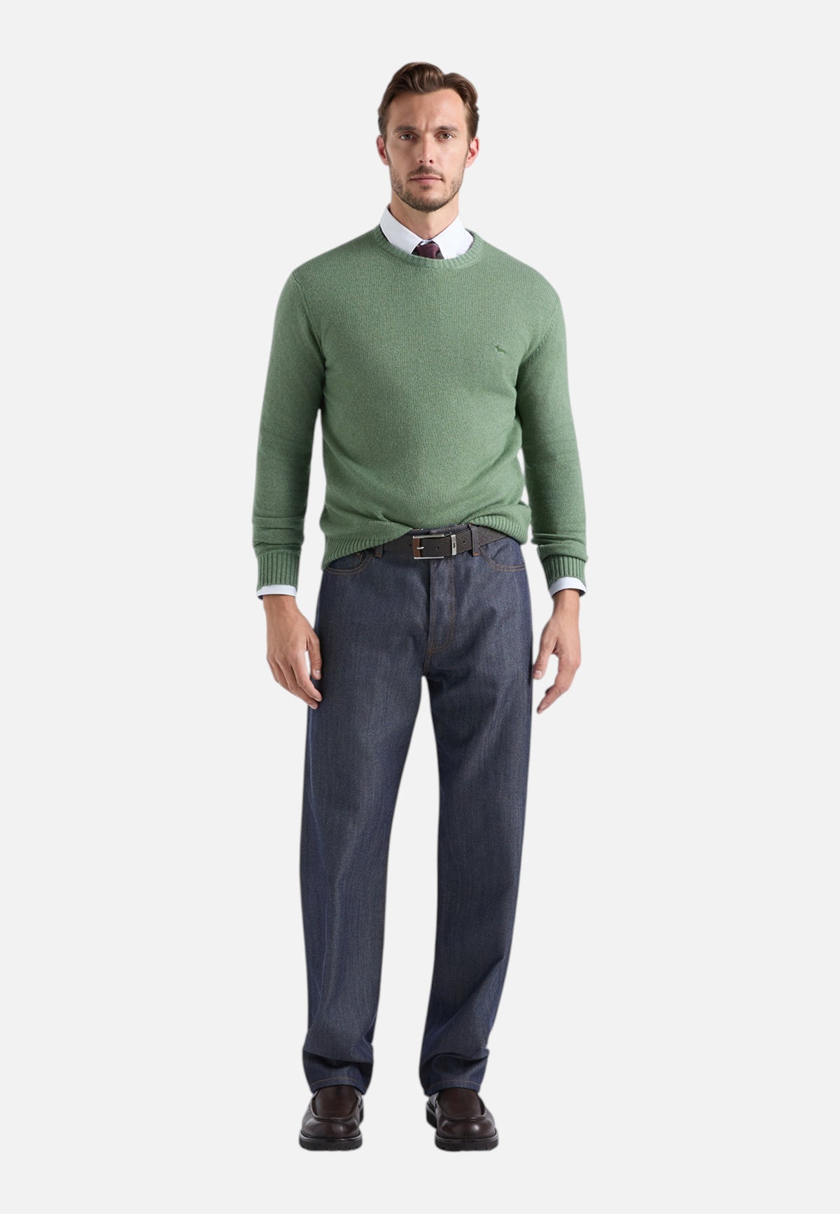 Maglione A Girocollo Uomo Harmont & Blaine Misto lana e cashmere, Regular Fit, Tinta unita, Finiture a costine, Made in Italy  HRR950030187