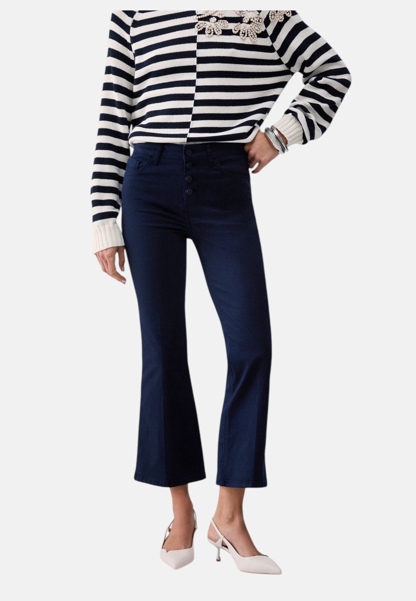 Pantaloni Flare Fit Donna Liu Jo Cropped Vita Alta Princess WA6256T367A