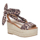 Sandali Con Zeppa Donna Liu Jo In Tessuto Stampato Leopardato E Saddle Bali 03 SA6087TX133