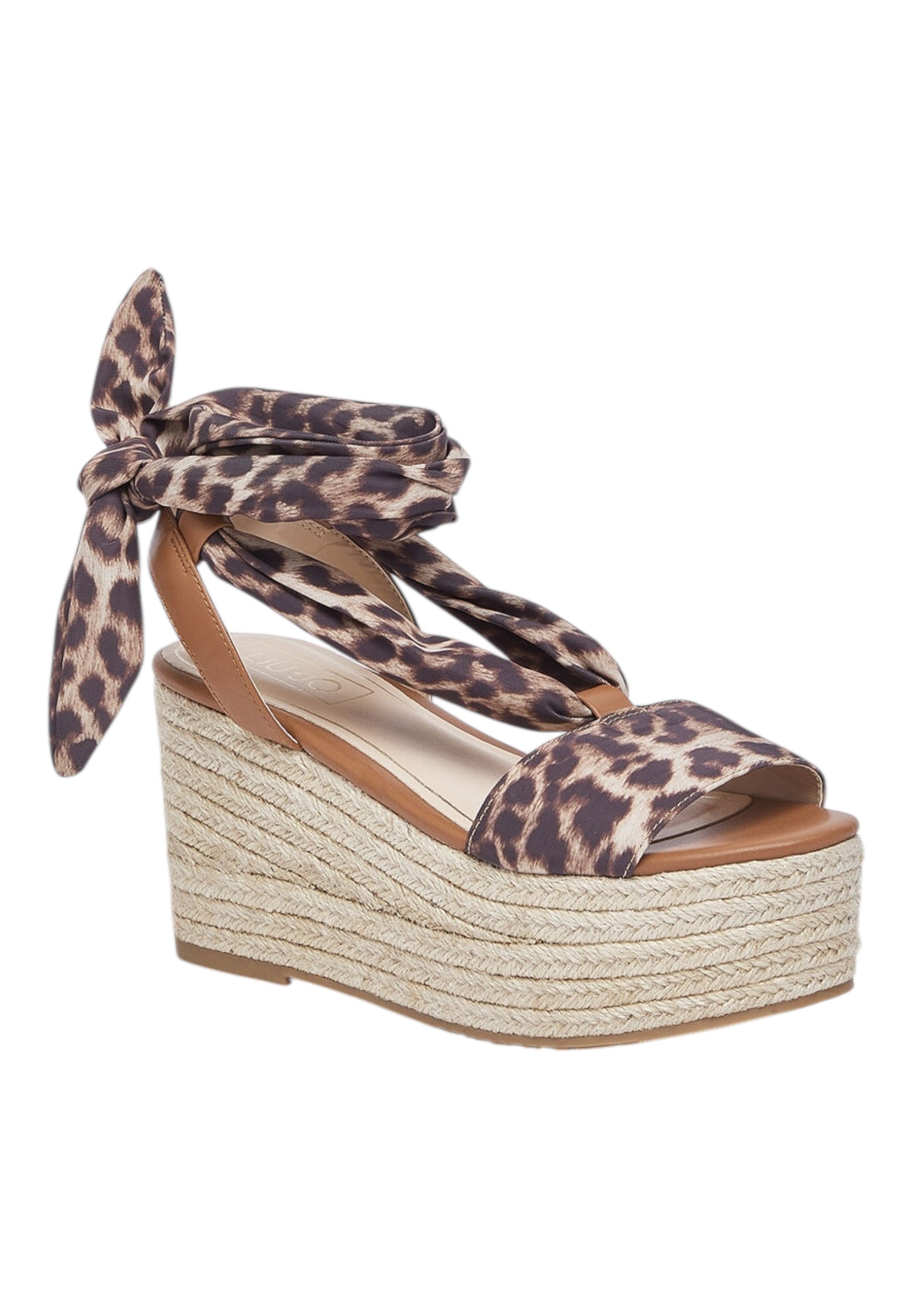 Sandali Con Zeppa Donna Liu Jo In Tessuto Stampato Leopardato E Saddle Bali 03 SA6087TX133
