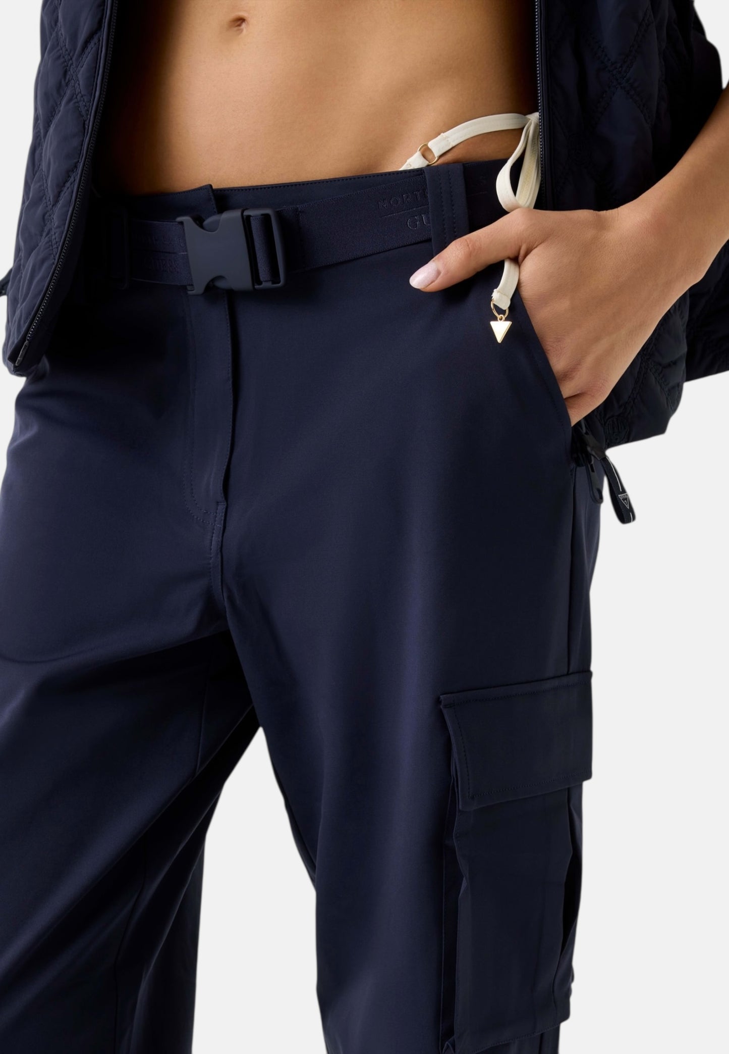 Pantaloni Cargo Donna Guess Straight Leg Guessxns Long W6GB01W1416