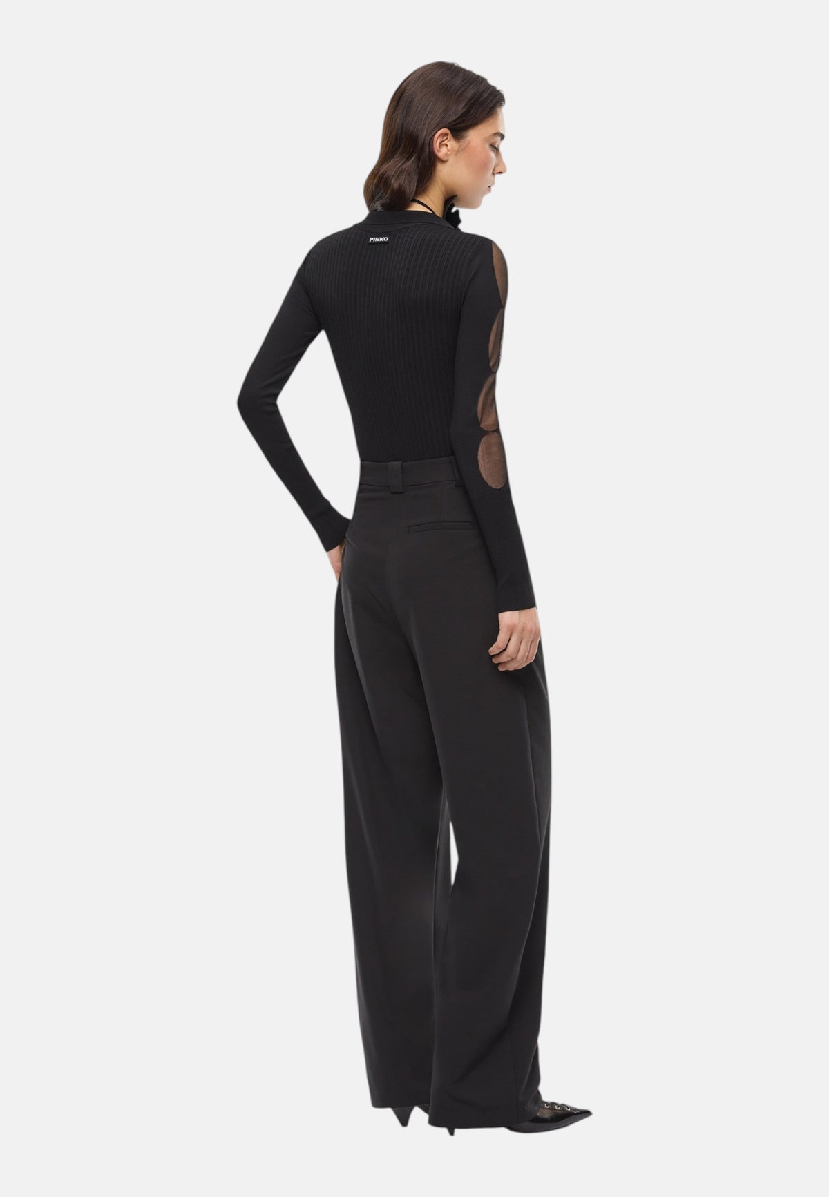 Body Manica lunga Donna Pinko Body a maniche lunghe, scollo a V, filato misto viscosa, lavorazione a costine sul retro, aperture velate sulle maniche, logo jacquard Danzica 107199A3H3