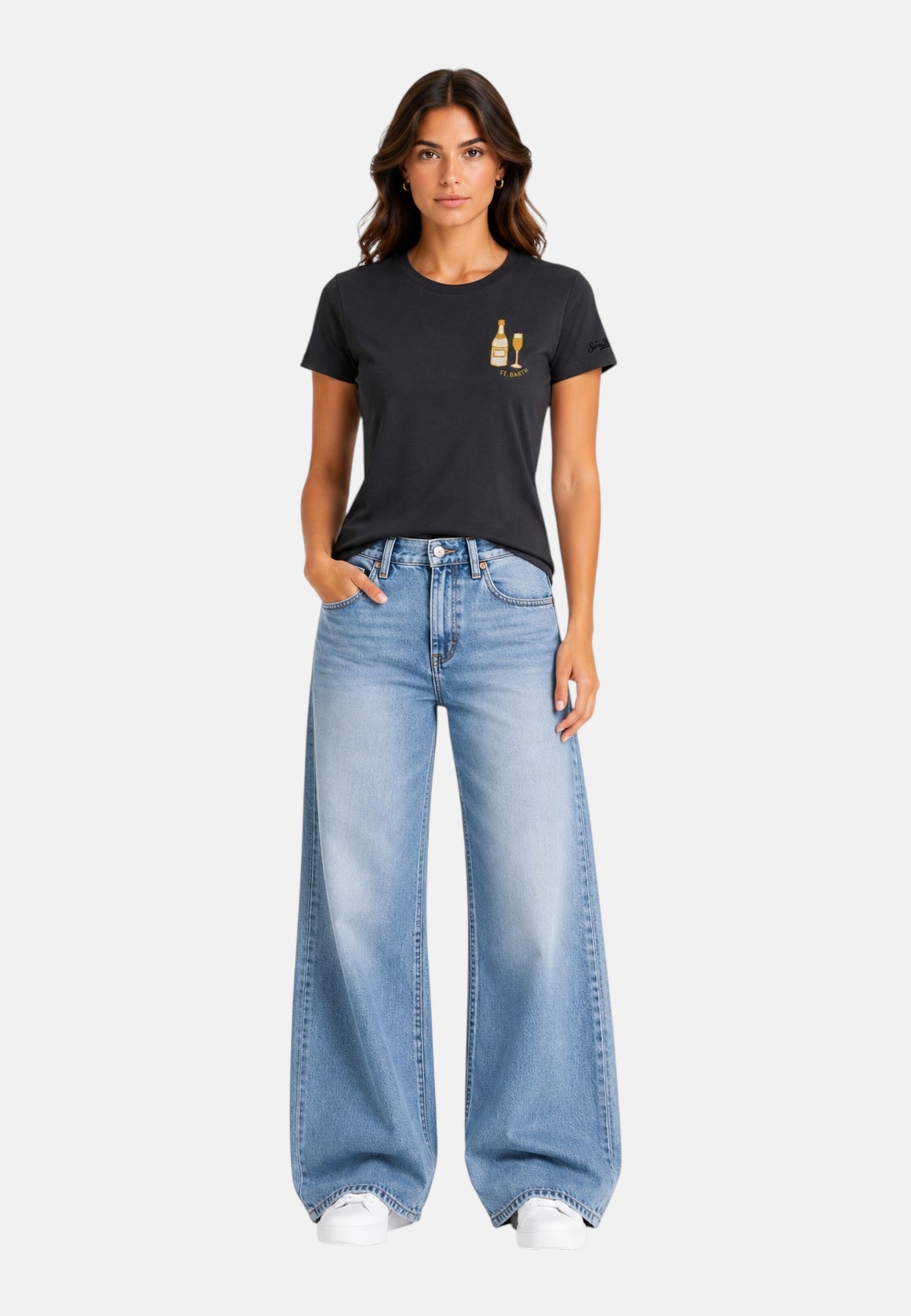 T-Shirt Manica Corta Donna Mc2 Saint Barth Sb Bollicine Beads Emb Emilie EMI0001