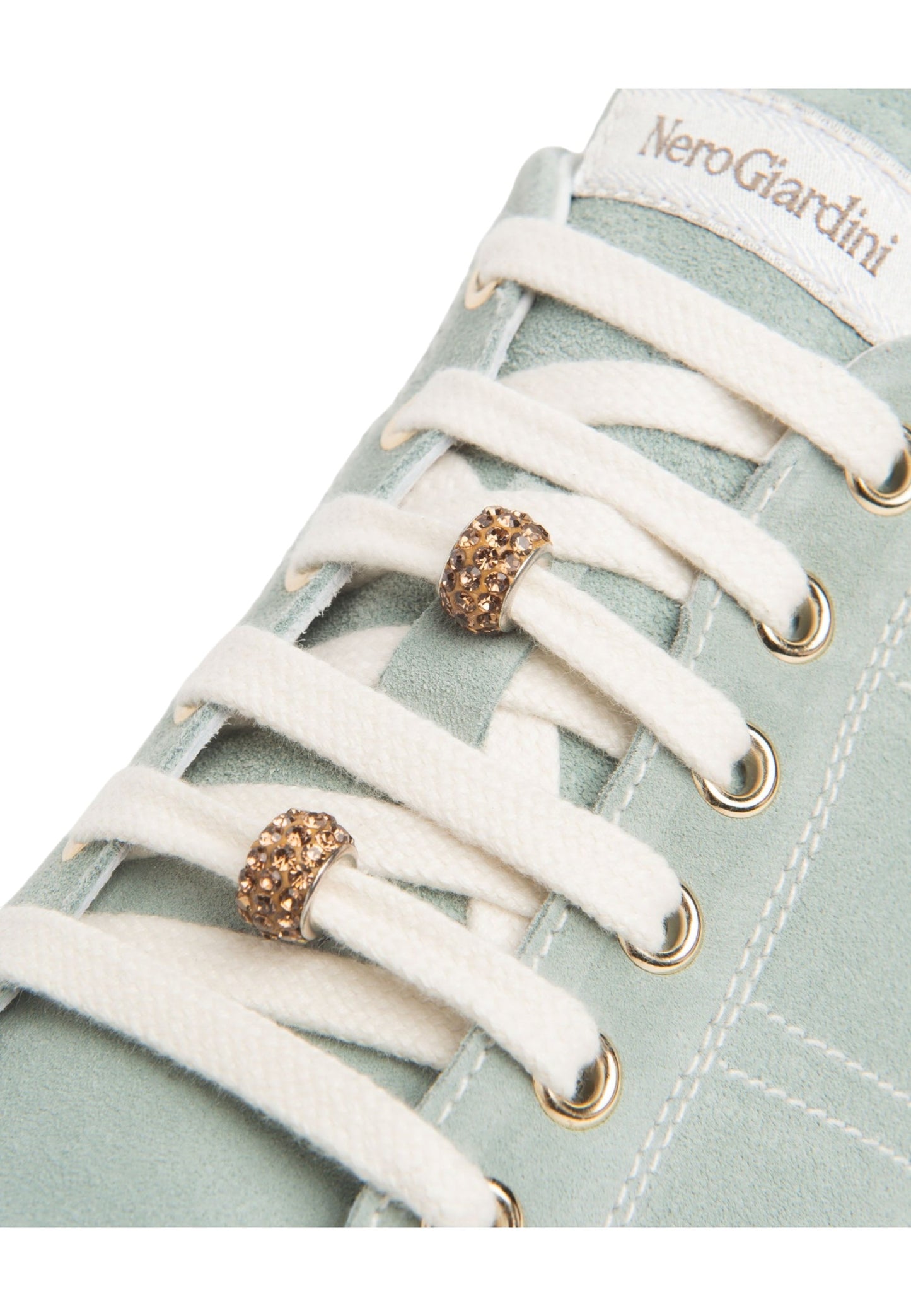 Sneakers Basse Donna Nero Giardini In Pelle Scamosciata Con Dettagli Gioiello Sui Lacci  E615310D
