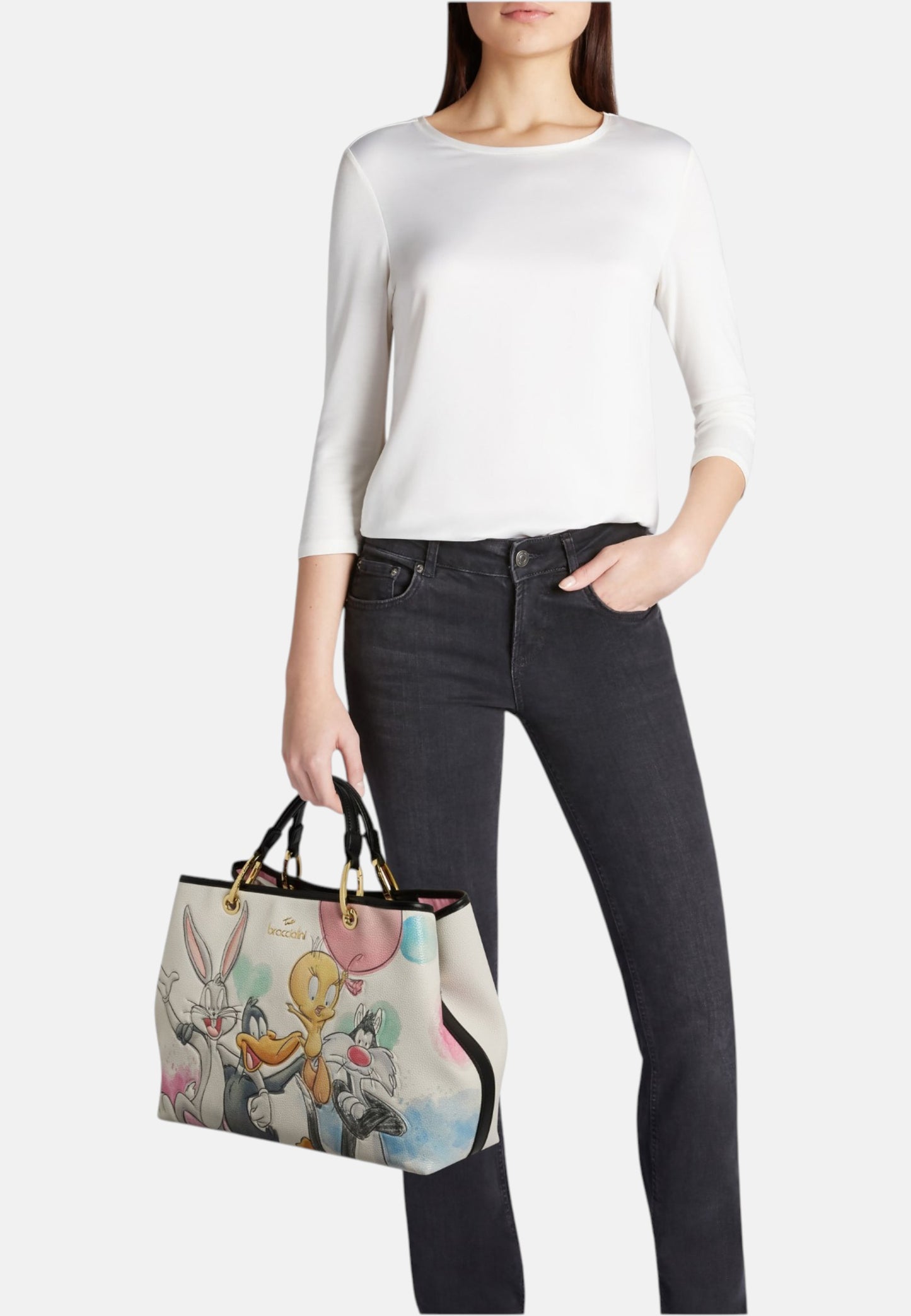 Borsa A Mano Donna Braccialini Large Stampa Looney Tunes Beth Lt LT282YY