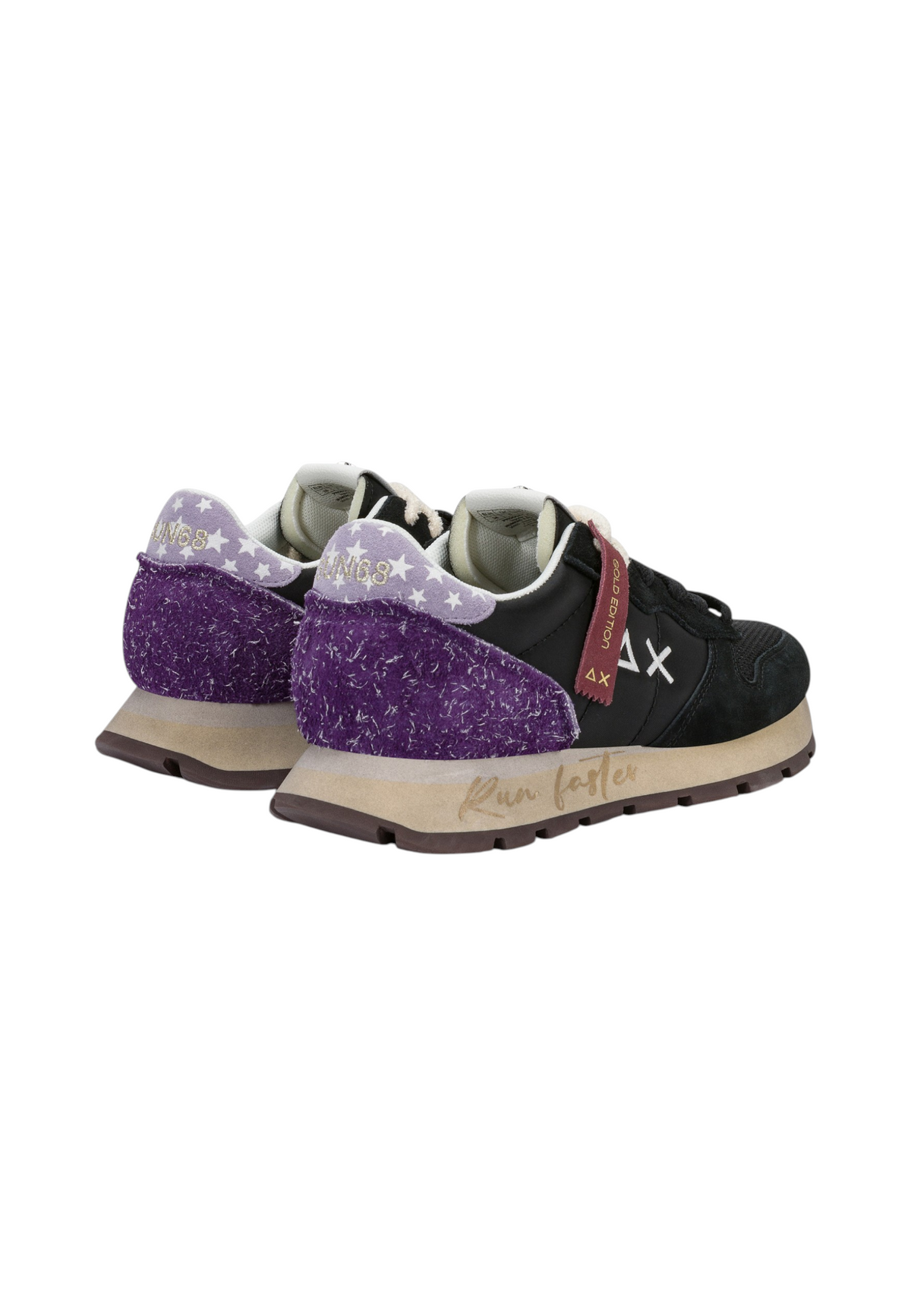 Sneakers Basse Donna Sun68 Stile Running, Nylon E Suede, Ricami Floreali Ally Vintage Z46207