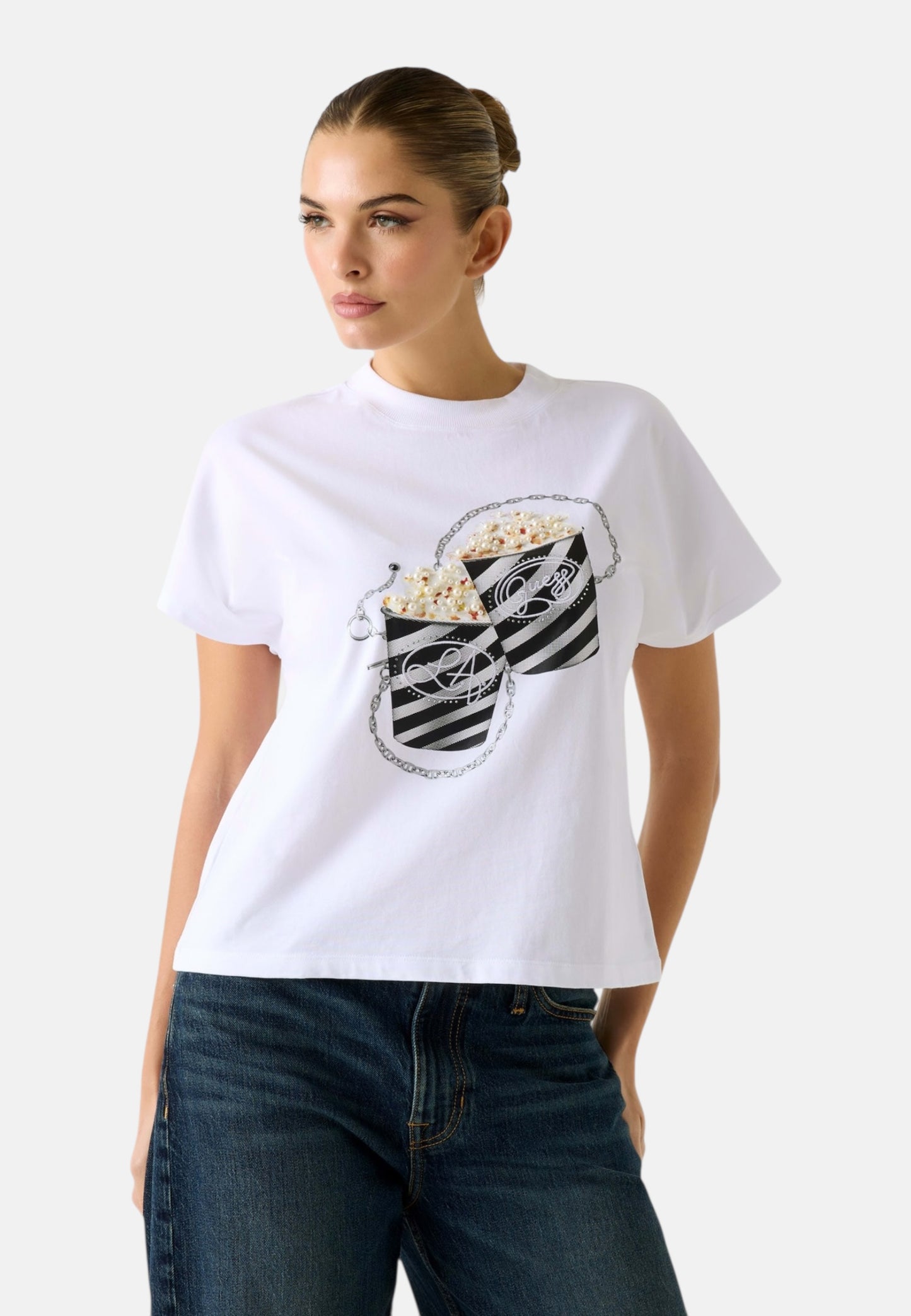 T-Shirt Manica Corta Donna Guess  Popcorn W6RI28I3Z14