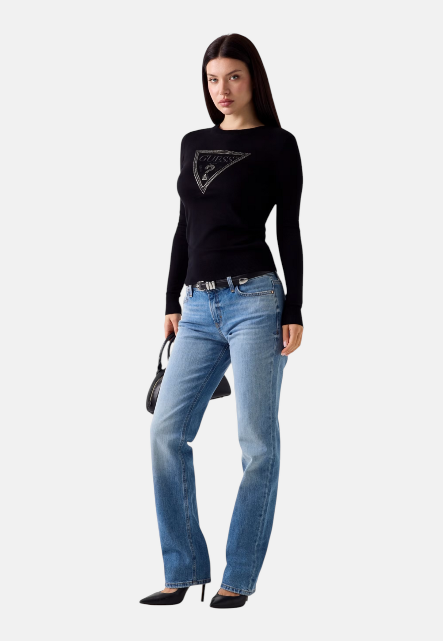 Maglione A Girocollo Donna Guess Logo triangolo Katie W6YR28Z0976
