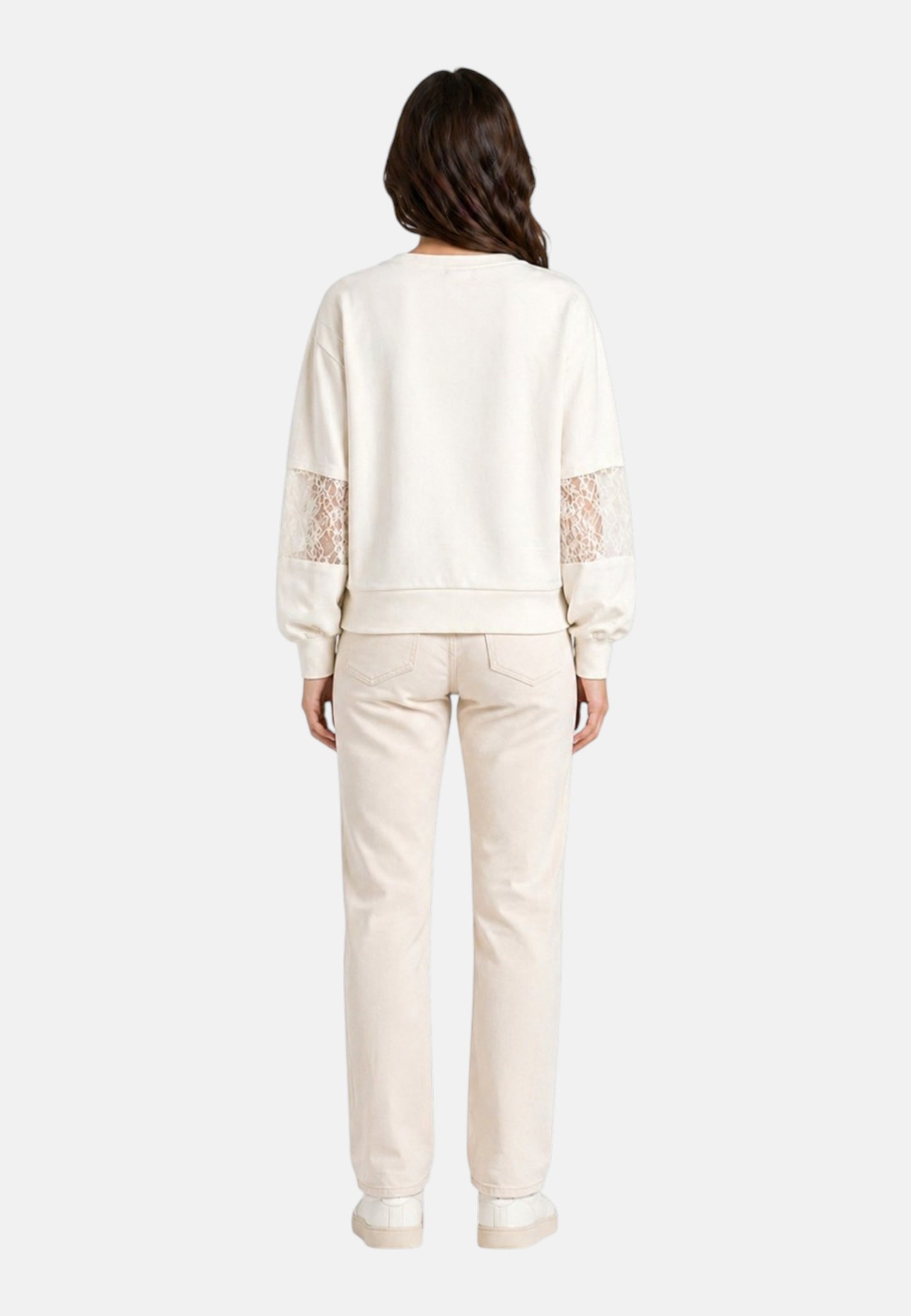 Felpa A Girocollo Donna Liu Jo Con Inserti In Pizzo  TA6282J3855
